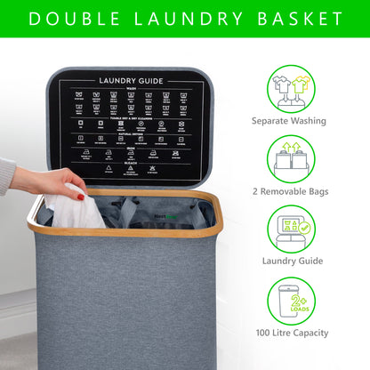 Double Laundry Basket | GREY