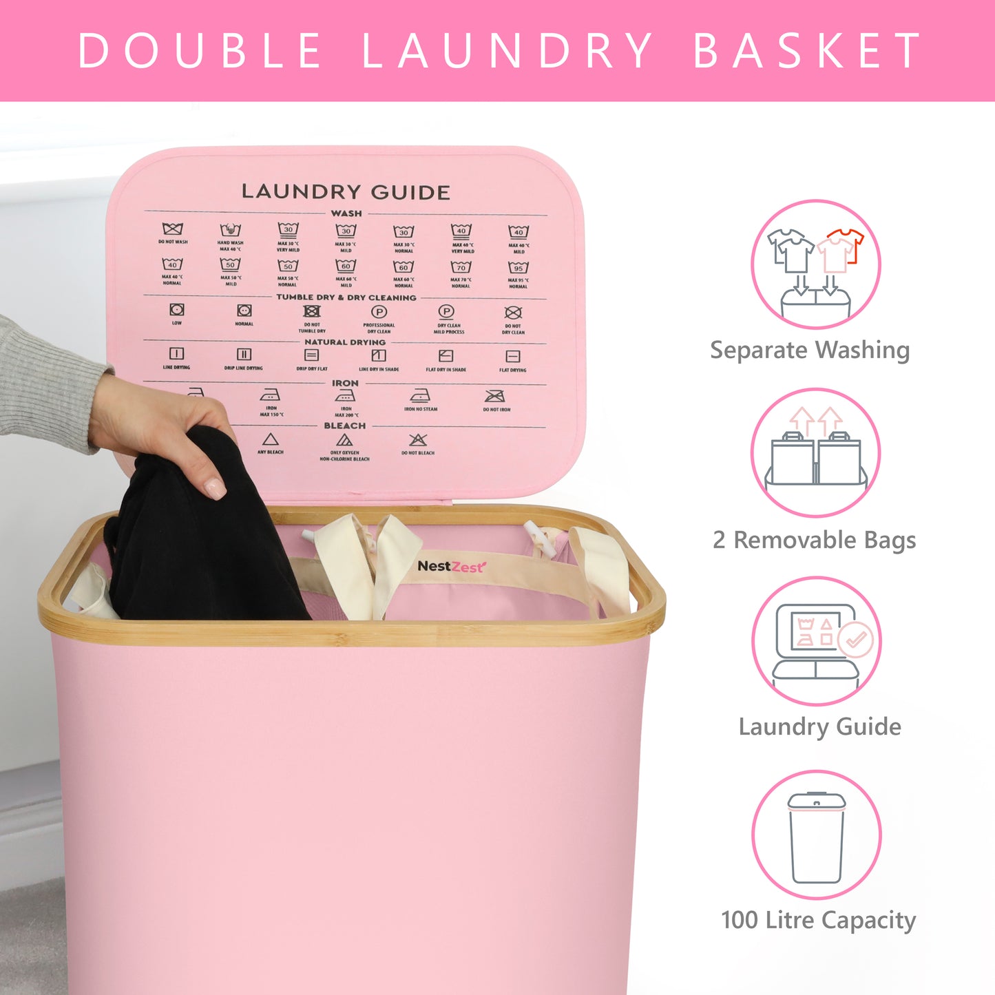 Double Laundry Basket | PINK