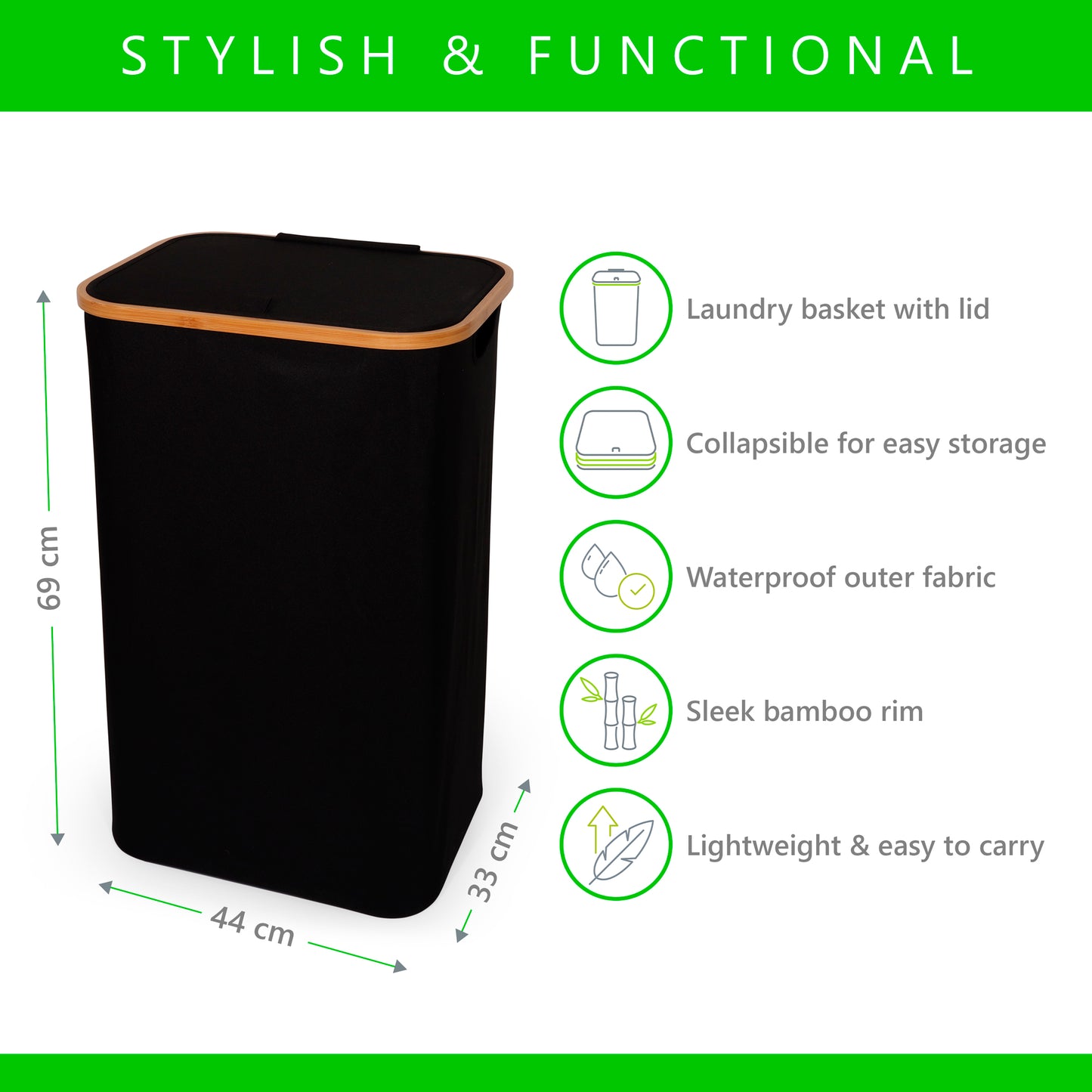 Double Laundry Basket | BLACK