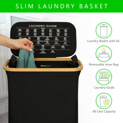 Slim Laundry Basket | BLACK