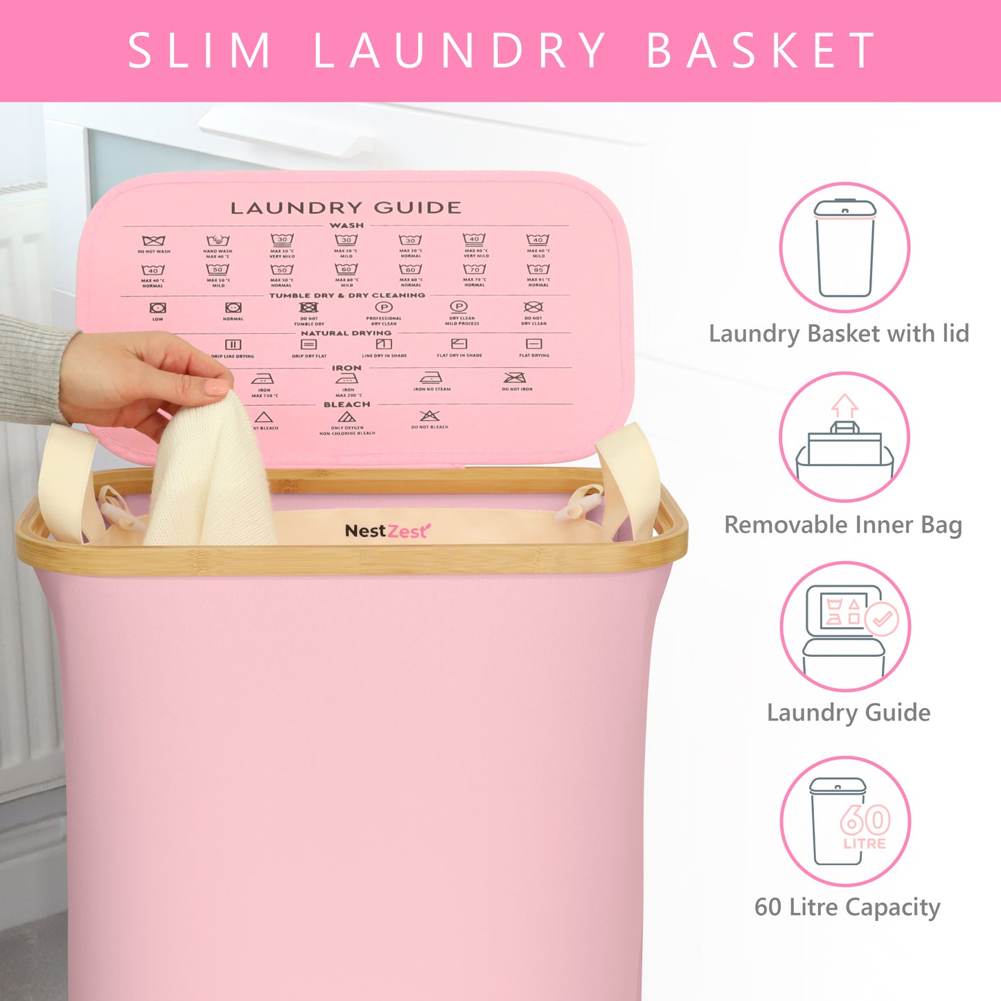 Slim Laundry Basket | PINK