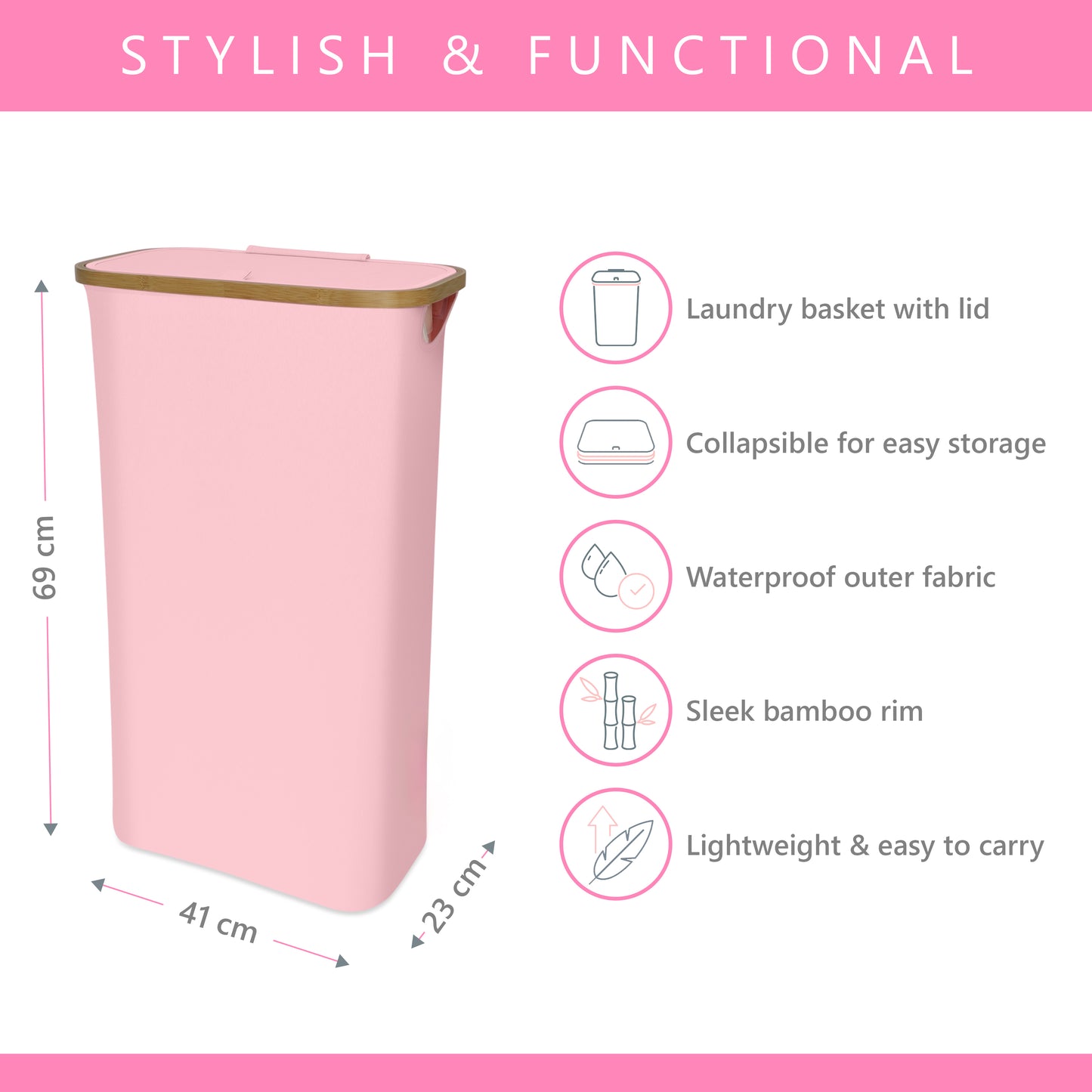 Slim Laundry Basket | PINK