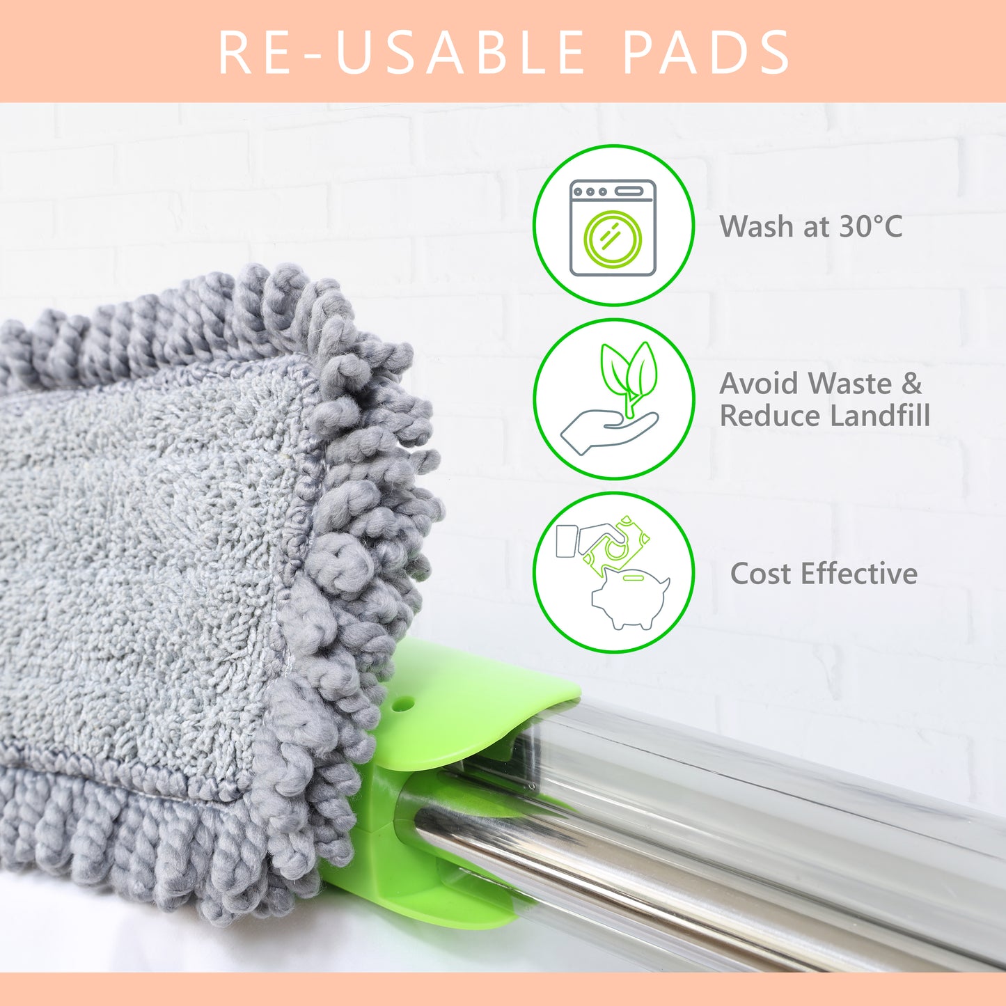 Nest Zest Spray Mop Replacement Fluffy Microfibre Pad 1 PACK.